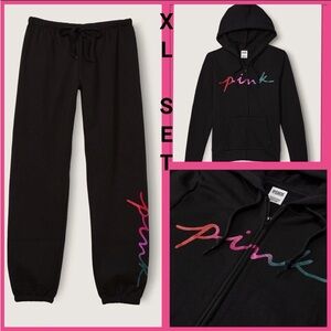 NWT XL GRADIENT GLITTER SCRIPT LOGO SET